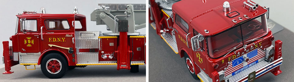 Closeup pictures 5-6 of FDNY's 1972 Mack CF/Baker Tower Ladder 9 scale model
