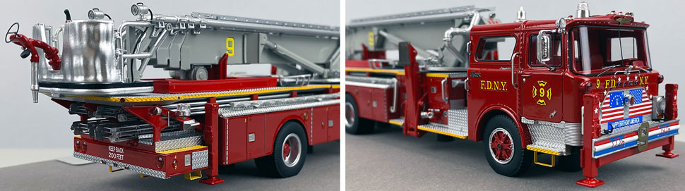 Closeup pictures 11-12 of FDNY's 1972 Mack CF/Baker Tower Ladder 9 scale model