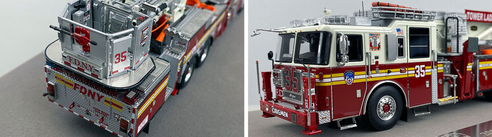 Closeup pictures 3-4 of the FDNY Ladder 35 scale model