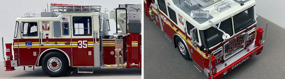 Closeup pictures 5-6 of the FDNY Ladder 35 scale model