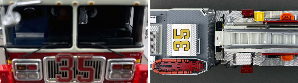 Closeup pictures 13-14 of the FDNY Ladder 35 scale model