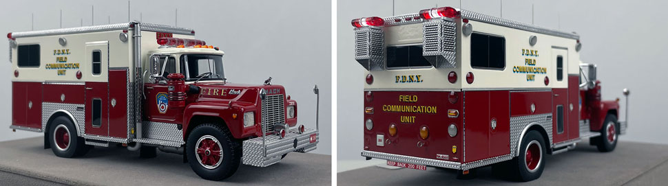 Closeup pictures 5-6 of the FDNY 1985 Mack R-Saulsbury Field Communications scale model