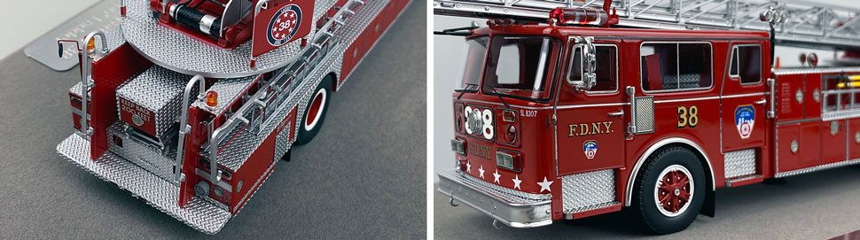 Closeup pictures 7-8 of the FDNY's 1983 Ladder 38 scale model