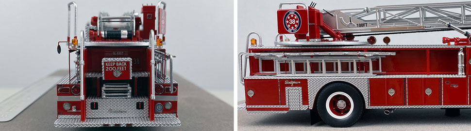 Closeup pictures 5-6 of the FDNY's 1983 Ladder 38 scale model