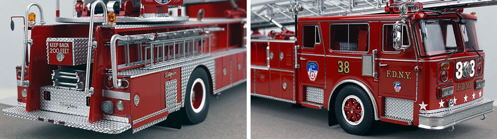 Closeup pictures 11-12 of the FDNY's 1983 Ladder 38 scale model