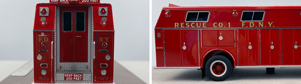 Closeup pictures 9-10 of the FDNY's 1979 Mack R/Pierce Rescue 1 scale model