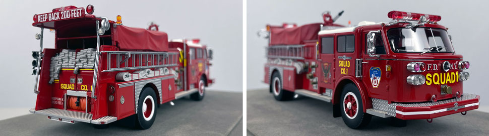Closeup pictures 11-12 of the FDNY American LaFrance Squad 1 scale model