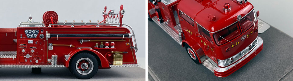Close up images 11-12 of FDNY 1958 Mack C Engine 283 scale model