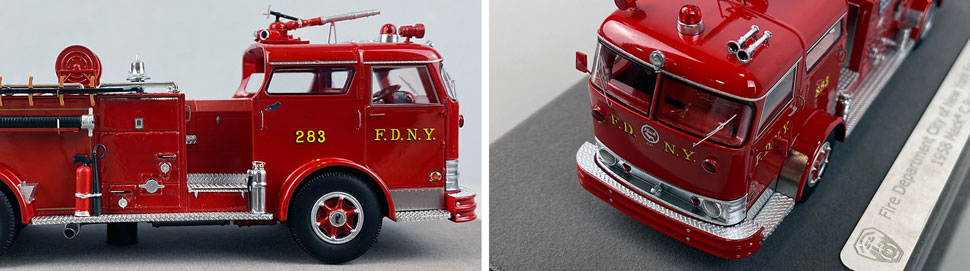 Close up images 1-2 of FDNY 1958 Mack C Engine 283 scale model