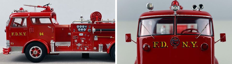 Close up images 7-8 of FDNY 1958 Mack C Engine 94 scale model