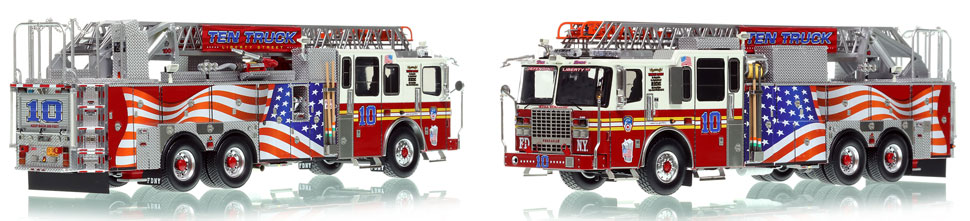 FDNY's Ten Truck scale model is hand-crafted and intricately detailed.