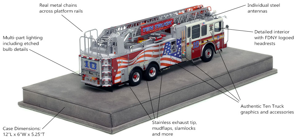 Specs and Features of FDNY Ladder 10 scale model