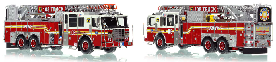 FDNY's 108 Truck scale model is hand-crafted and intricately detailed.