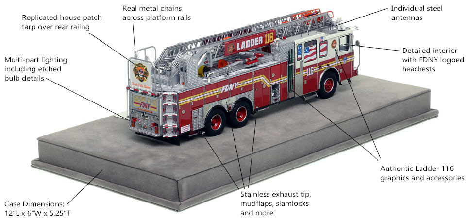 Specs and Features of FDNY Ladder 116 scale model