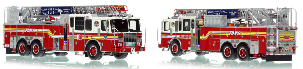FDNY's Ladder 151 scale model is hand-crafted and intricately detailed.