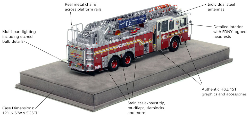 Specs and Features of FDNY Ladder 151 scale model