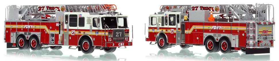 FDNY's Ladder 27 scale model is hand-crafted and intricately detailed.