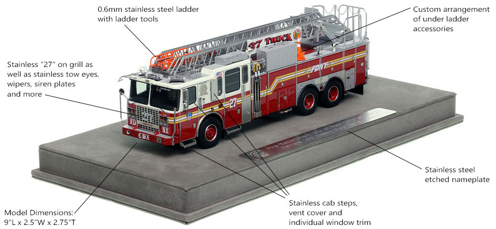 Features and Specs of FDNY Ladder 27 scale model