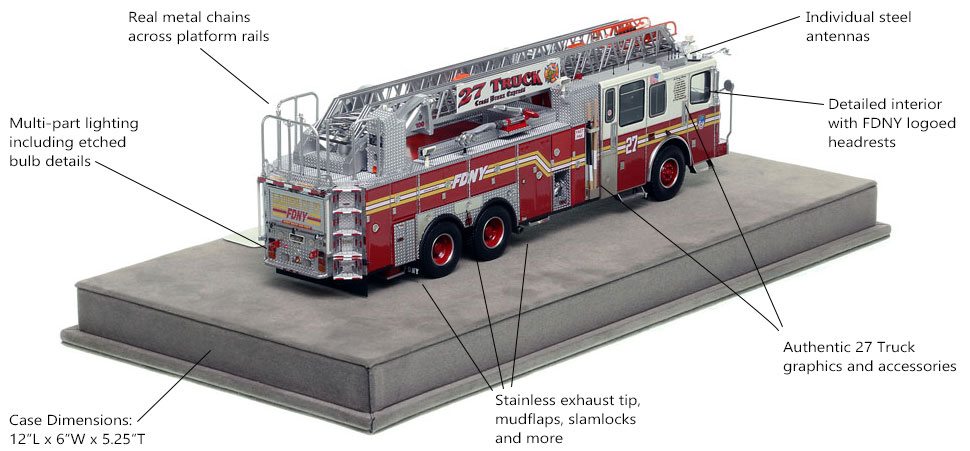 Specs and Features of FDNY Ladder 27 scale model