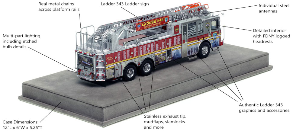 Specs and Features of FDNY Ladder 343 scale model