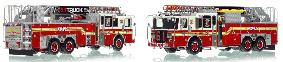 FDNY's Ladder 61 scale model is hand-crafted and intricately detailed.