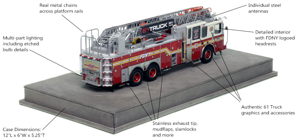 Specs and Features of FDNY Ladder 61 scale model