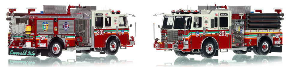 FDNY's Engine 201 scale model is hand-crafted and intricately detailed.
