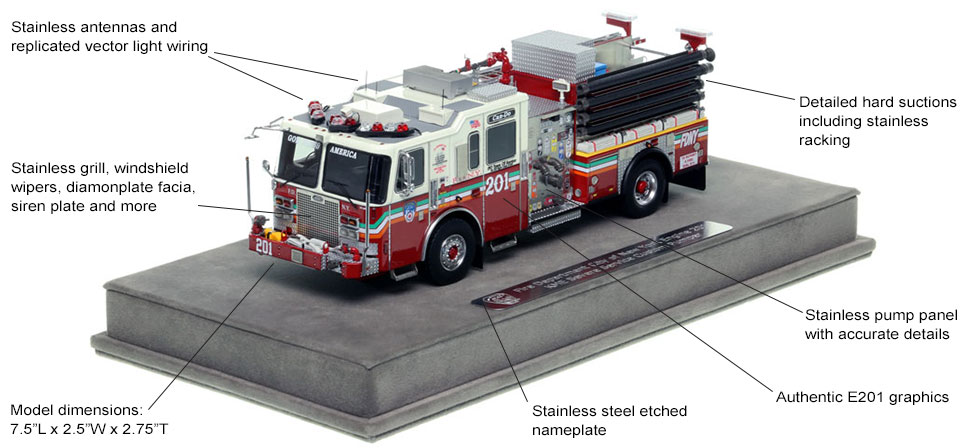 Features and Specs of FDNY's KME Engine 201 scale model