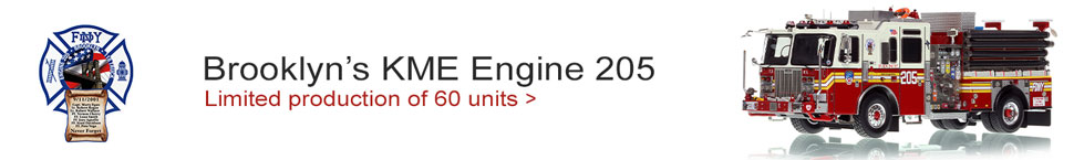 1:50 scale model of FDNY's KME Engine 205 in Brooklyn