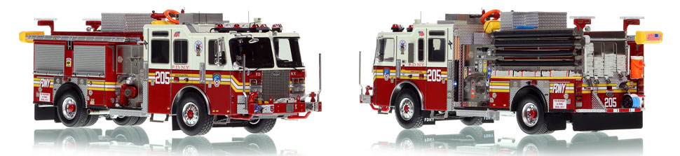 FDNY's Engine 205 scale model is hand-crafted and intricately detailed.