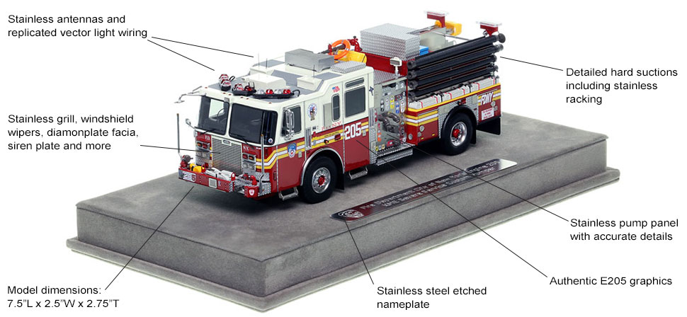 Features and Specs of FDNY's KME Engine 205 scale model