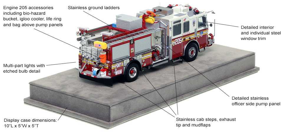 Specs and Features of FDNY's KME Engine 205 scale model