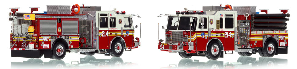 FDNY's Engine 214 scale model is hand-crafted and intricately detailed.