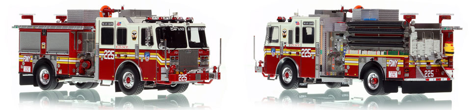 FDNY's Engine 225 scale model is hand-crafted and intricately detailed.
