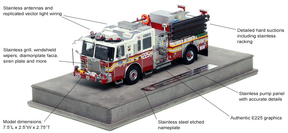 Features and Specs of FDNY's KME Engine 225 scale model