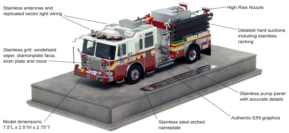 Features and Specs of FDNY's KME Engine 59 scale model