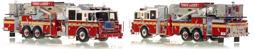 FDNY's Ladder 1 scale model is hand-crafted and intricately detailed.