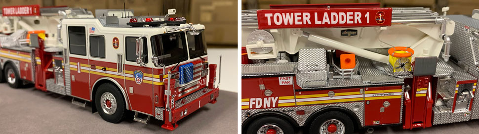 Closeup pictures 3-4 of the FDNY Ladder 1 scale model