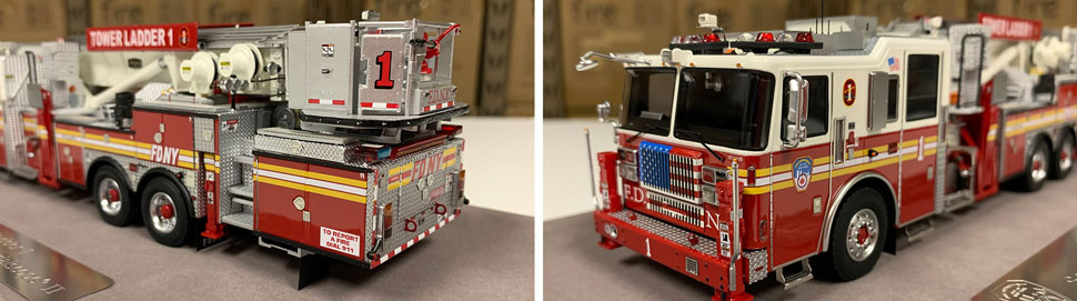 Closeup pictures 11-12 of the FDNY Ladder 1 scale model