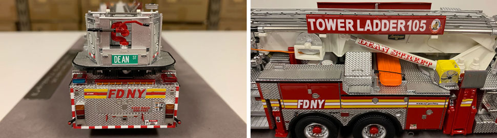 Closeup pictures 7-8 of the FDNY Ladder 105 scale model