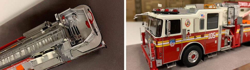Closeup pictures 9-10 of the FDNY Ladder 105 scale model