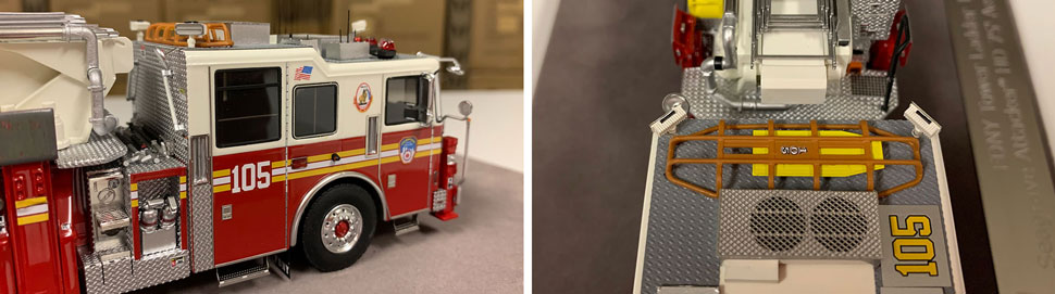 Closeup pictures 11-12 of the FDNY Ladder 105 scale model