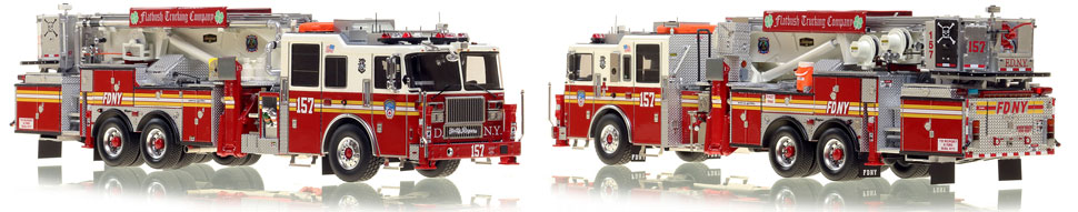 FDNY's Ladder 157 scale model is hand-crafted and intricately detailed.