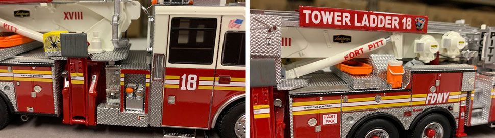 Closeup pictures 7-8 of the FDNY Ladder 18 scale model