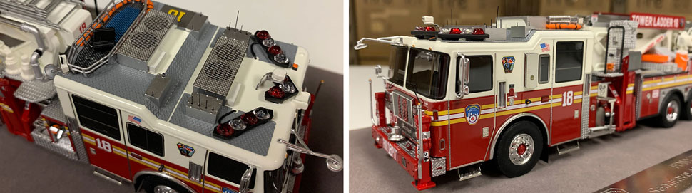 Closeup pictures 9-10 of the FDNY Ladder 18 scale model
