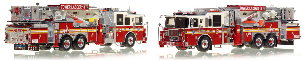 FDNY's Ladder 18 scale model is hand-crafted and intricately detailed.