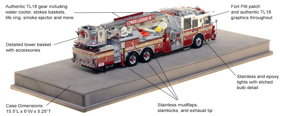 Specs and Features of FDNY Ladder 18 scale model