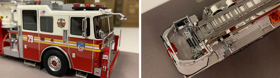 Closeup pictures 3-4 of the FDNY Ladder 79 scale model