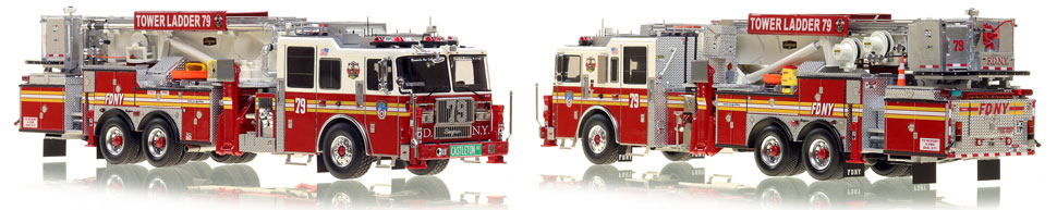 FDNY's Ladder 79 scale model is hand-crafted and intricately detailed.