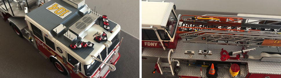 Closeup pictures 1-2 of the FDNY Ladder 104 scale model
